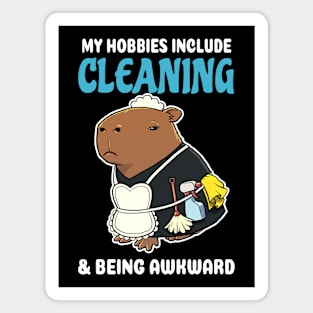 My hobbies include Cleaning and being awkward cartoon Capybara Magnet